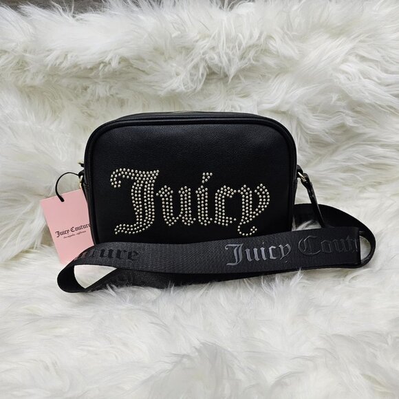 Juicy Couture Gothic Black Obsession Crossbody Shoulder Bag Studded NEW - Picture 1 of 10